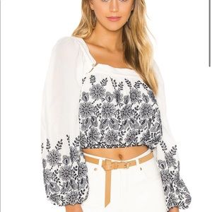 Tularosa Mae Top in white and navy worn once